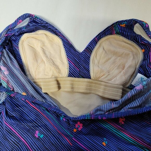 Vintage 80’s Ebb Tide One Piece Swimsuit Bathing Suit Blue Pinup SZ 14 Union Tag - Picture 7 of 7